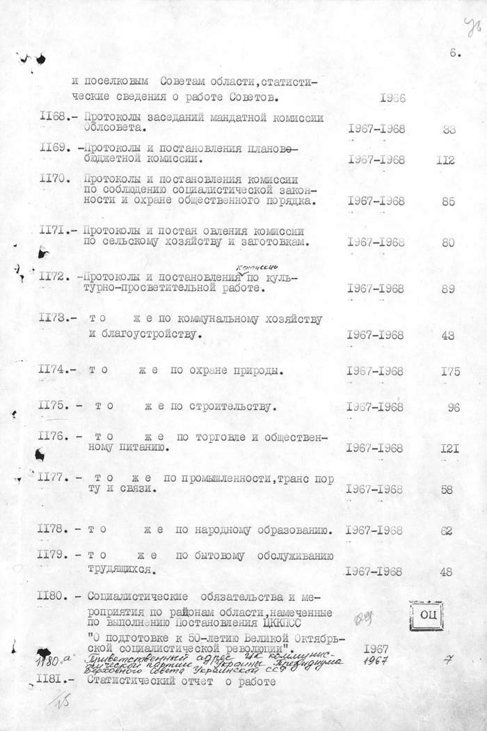 Опись постоянного хранения образец заполненный